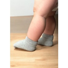 Cherry Wool Cotton Kaydırmaz Taban 5'li Dikişsiz Organik Pamuklu Bebek Havlu Çorap Seti