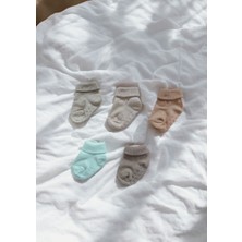 Cherrywoolcotton Kaydırmaz Taban 5'li Dikişsiz Organik Pamuklu Bebek Çorap Seti