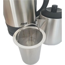 Fms Elektrikli Çaysever 2 In 1 Çelik Su Isıtıcı Çay Makinesi Inox Gri