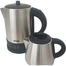 Fms Elektrikli Çaysever 2 In 1 Çelik Su Isıtıcı Çay Makinesi Inox Gri