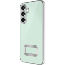 Case World Caseworld Samsung Galaxy S24 Fe Kapak Yanları Renkli Lens Korumalı Logo Gösteren Şeffaf Luxury Silikon Kılıf - Gümüş