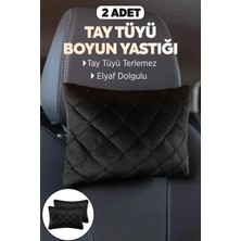 2'li Lüks Ortopedik Tay Tüylü Siyah Desenli Oto Boyun Yastığı