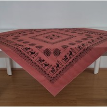 Kare Otantik Hitit Desen Masa Örtüsü Sofra Bezi