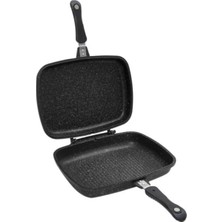 Fms Granit 36 cm Çift Taraflı Grill Balık ve Izgara Tavası Siyah