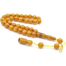 Murty99 Hakkı Usta İmzalı Küre Kesim Bilek Boy Sarı Sıkma Kehribar Tesbih