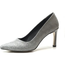 Beety 4.99-1 Platin & Siyah Simli Abiye Kadın Stiletto Ayakkabı
