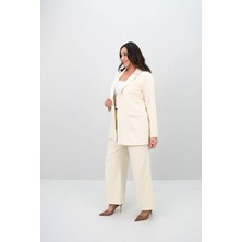 Kadın Büyük Beden Geniş Paça Ceket Pantolon Takım 9008-25