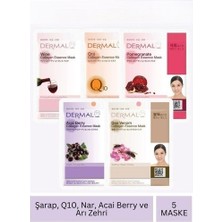 Dermal Tüm Cilt Tipleri İçin Şarap Q10 Nar Acai Berry Ve Arı Zehri Özlü Maske Seti 23gr x 5 Adet