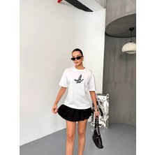 Kısa Kol Baskılı T-Shirt - Beyaz