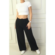 Kadın Pileli Cepli Palazzo Pantolon