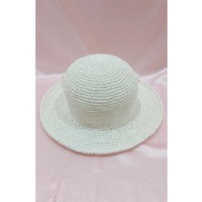 Umela Butik El Emeği Beyaz Fiyonklu Bayan Şapkası