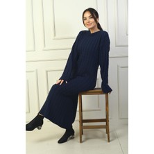 By Saygı Kadın Saç Örgülü Rahat Kalıp Akrilik Uzun Elbise