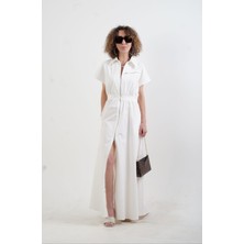 Zelish My Sister Ekru Fermuarlı Poplin Elbise