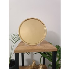 Maglor 6 Adet Gold Paslanmaz Çelik 21 cm Yuvarlak Çay, Kahve, Pasta Servis Tepsisi Dekoratif Sunum Tepsisi