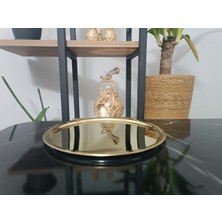 Maglor 6 Adet Gold Paslanmaz Çelik 21 cm Yuvarlak Çay, Kahve, Pasta Servis Tepsisi Dekoratif Sunum Tepsisi