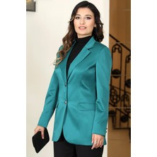 Esilanur Yaren Astarlı Saten Ceket Yeşil