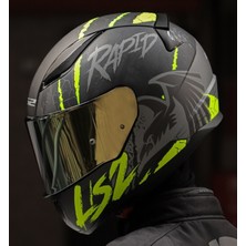 Ls2 Rapıd 2 Raven Neon Sarı Kapalı Motosiklet Kaskı Gold Camlı