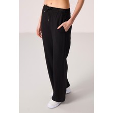 Tommy Life Siyah Keten Geniş Paça Rahat Form Kadın Palazzo Pantolon - 94675