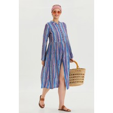 Los Banditos Bisiklet Yaka Düğme Detaylı Uzun Kolu Elbise