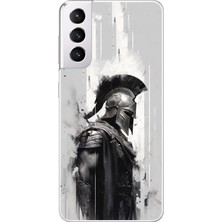 Dali Design Samsung Galaxy S21 Uyumlu Şeffaf Kılıf Spartan 2 Tasarımlı