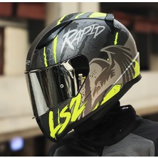Ls2 Rapıd 2 Raven Neon Sarı Kapalı Motosiklet Kask Gri Camlı