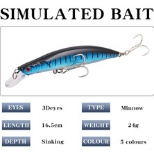 Alien Outdoor Sports XY-614 5 Adet/takım Gerçekçi Minnow Balıkçılık Yemi Sert Abs Döküm Cazibesi Batan Crankbait Çift Kanca ile (Yurt Dışından)