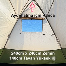 Monicamp 4 Kişilik Kamp Çadırı 3 Mevsim Çift Katmanlı Çift Renk Kumaş 240CM x 240CM x 140CM