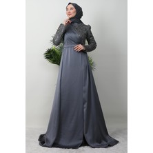 Giza Store Bilge Tesettür Abiye Koyu Gri