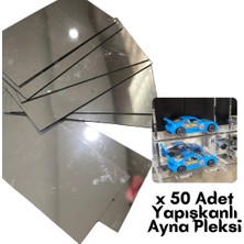 50 Adet 9x4 Dikdörtgen  Dekoratif Pleksi Kendinden Yapışkanlı  Gümüş Akrilik Ayna