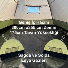 Monicamp 8 Kişilik Kamp Çadırı Aile Boy 3 Mevsim Çift Katmanlı Çift Renk Kumaş 300CM x 355CM x 175CM