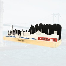 Istanbul Silüeti Ahşap Masa Isimliği, Ofis Hediye Isimlik, Dekoratif Masa Üstü Isimlik