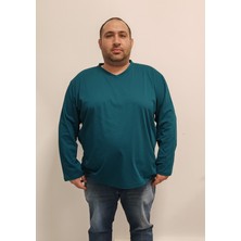 Büyük Beden Ünisex V Yaka Uzun Kol
