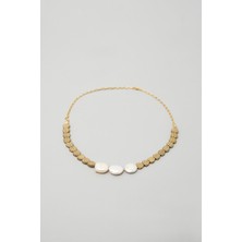 Pearl Dreamscape Inci Choker Kolye Hematit Doğal Taş Gümüş Üzeri Altın Kaplama