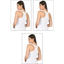 Özkan Underwear Özkan 7416 3'lü Paket Kadın Pamuklu Penye Likralı Süprem Esnek Rahat Kalın Askılı Sırtı Çapraz Sporcu Rambo Atlet