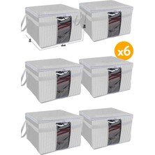 TeknoTrust 6 Adet Pencereli Kazak Hurcu, Gri Halat Desenli, 45x40x30 cm, Polipropilen