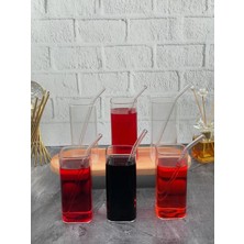 Yzhome  6'lı Pinterest Cam Kokteyl Bardak Kupa 380 ml Pipet Hediyeli
