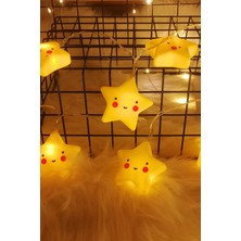 LED Işıklı Gülen 10 Yıldız Dizeleri 2 Metre Şirin Loş Gece Oda Lambası