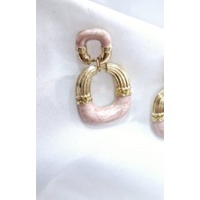 Kadın Sallantılı Pembe Gold Çelik Küpe