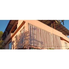 MARKAHİL Her Ölçüde Enxboy Seçenekli Bağcıklı Çizgili Balkon Perdesi Balkon Brandası