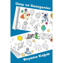 Uzay ve Gezegenler Temalı Dev Boyama Kağıdı 2.5 Metre Kağıt Aktivite Rulosu