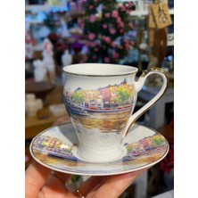 Şehir Desenli 6 Kişilik Türk Kahvesi Fincanı