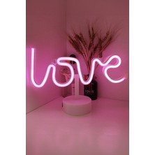 El Yazısı Şeklinde Neon LED Love Yazılı Sevgiliye Özel Hediyelik Masaüstü Standlı Neon Dekoratif LED