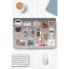 Kahve Temalı Sticker Etiket Seti - Coffee Sticker - Laptop Notebook Telefon