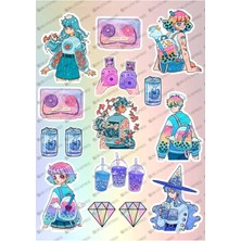 Colourful Kawaii Aesthetic Ajanda Bullet Journal Laptop Telefon Sticker Seti