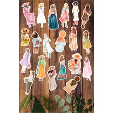 Vintage Girls Temalı Yapışkanlı Sticker Seti | Bullet Journal Sticker | Defter ve Scrapbook İçin