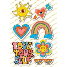 Indie Temalı Sticker Seti - 7 Adet Etiket Seti- Telefon, Tablet, Defter Laptop Uyumlu Etiket