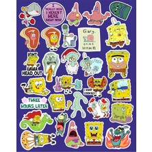 Sünger Bob Kare Şort Seri 2 Sticker Telefon Laptop Notebook Tablet Defter Matara Stiker Etiket
