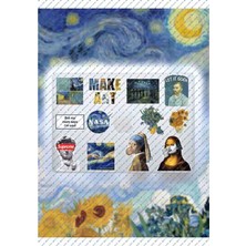 Art Sanat Temalı Renkli Laptop Notebook Tablet Sticker Seti (12 Adet) Yapışkanlı Desenler