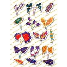 Botanik Temalı Sticker Seti - 15 Adet Etiket Seti- Telefon, Tablet, Defter Laptop Uyumlu Etiket
