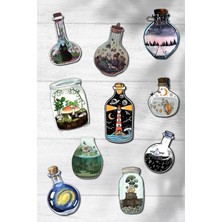 Aesthetic Şişe Temalı Sticker Seti | Bullet Journal Sticker | Defter | Çıkartma | Scrapbook